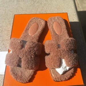 Hermes Oran Sandal Shearling Teddy Size 35.5